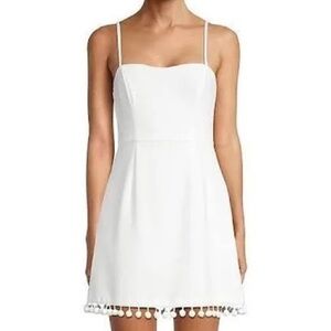 French Connection Pom Pom Trim Mini Dress Size 2 White - worn once